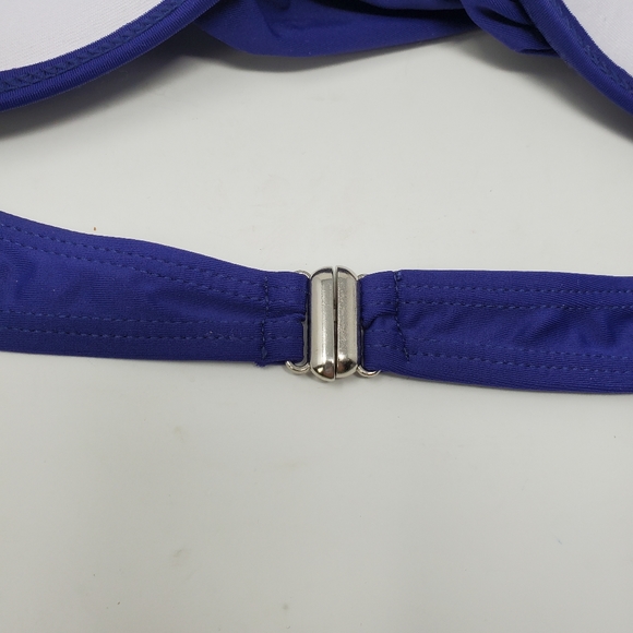 Sailor Blue Bikini Top Twist Front Red Embroidery - Picture 5 of 8